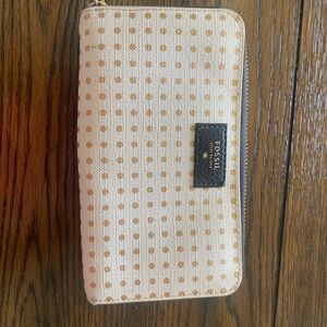 Fossil Cream and Tan Dot Wallet